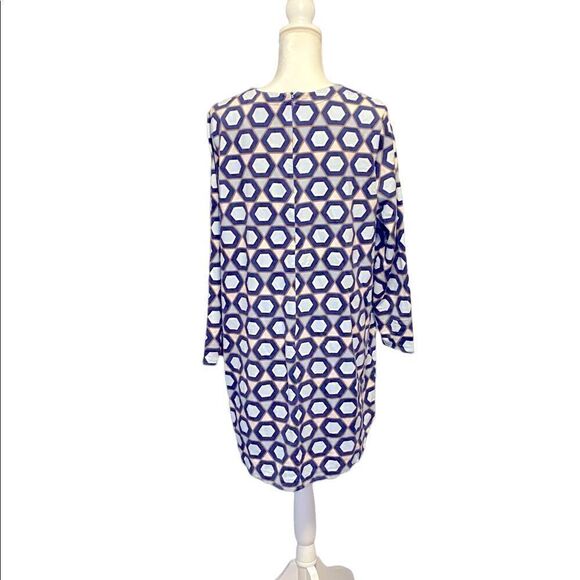 H&M Navy Blue long Sleeved Hexagon Cotton Casual Dress Women’s Size Large - Picture 7 of 8